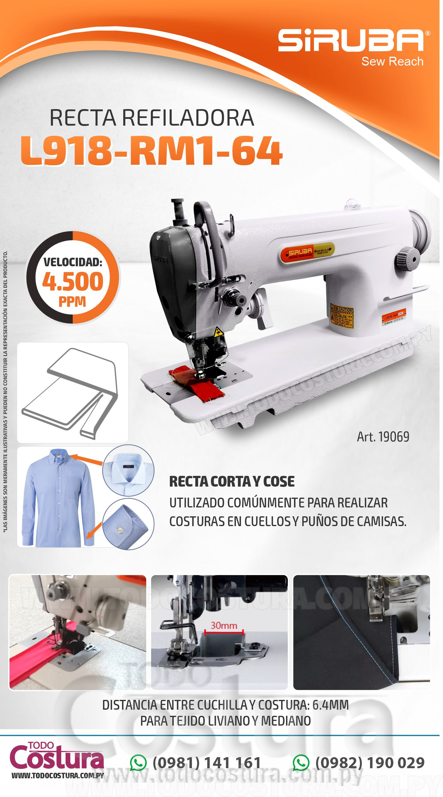 RECTA REFILADORA MECANICA (CORTA Y COSE) SIRUBA L918-RM1-64